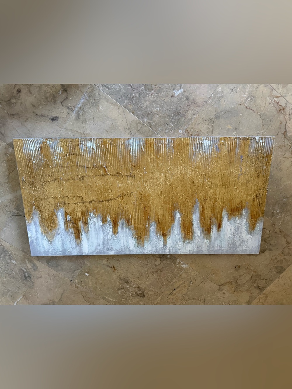 Abstract Gold and White Textured Wall Art Canvas